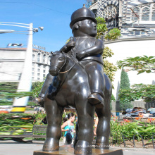 Hot sale man and horse fat boy riding a horse bronze sculpture